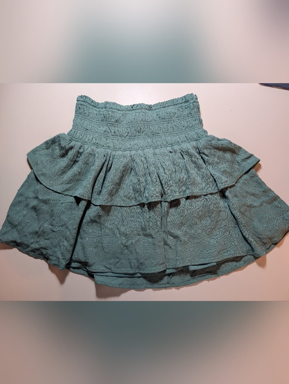Altard State Woman's Size Tiered Teal Women's Skirt - Elastic Waist Ruffle Mini
